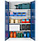 Armario para material Schäfer Shop Select, con cerradura, 4 baldas galvanizadas, 5 OH, An 1200 x P 400 x Al 1935 mm, acero, gris claro/azul genciana