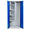 Armario para productos de limpieza, An 800 mm, 4 estantes, tabique central acortado, con cerradura, azul genciana RAL 5010/gris l. RAL 7035
