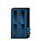 Armario para productos químicos asecos CS-CLASSIC-G, puertas batientes con recorte de cristal, frontal azul genciana, ancho 1055 x fondo 520 x alto 1950 mm