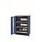 Armario para productos químicos asecos CS-CLASSIC-G, puertas batientes con recorte de cristal, frontal azul genciana, ancho 810 x fondo 520 x alto 1105 mm