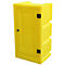 Armario para productos químicos PSC1 para recipientes pequeños, 2 estantes, cubeta colectora 30 l, con cerradura, PE, amarillo