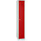 Armario para ropa, 1 estante, ancho 415 x fondo 500 x alto 1800 mm, cerradura de cilindro, gris claro/rojo