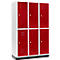 Armario para ropa Schäfer Shop Select, con 3 x 2 compartimentos, 400 mm, con base, cerradura de pestillo giratoria, puerta rojo rubí