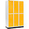 Armario para ropa Schäfer Shop Select, con 3 x 2 compartimentos, 400 mm, con base, cerradura de pestillo giratorio, puerta de color amarillo coloreado