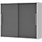 Armario superpuesto de puertas correderas BARI, 4 estantes, cerradura, tabique central, An 1200 x P 430 x Al 1057 mm, gris claro/antracita