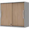 Armario superpuesto de puertas correderas BARI, 4 estantes, cerradura, tabique central, An 1200 x P 430 x Al 1057 mm, gris medio