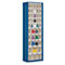 Armoire à bacs, volume 333 l, 43 bacs rabattables amovibles avec poignée encastrée, L 665 x P 250 x H 2000 mm, bleu gentiane/transparent