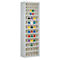 Armoire à bacs, volume 333 l, 69 bacs rabattables amovibles avec poignée encastrée, L 665 x P 250 x H 2000 mm, gris clair/transparent