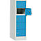 Armoire à casier verrouillable, tôle d'acier, Charnière de porte côté droit, serrure à cylindre, 5 compartiments, l. 300 x H 965 mm, gris cl. RAL 7035/bleu cl. RAL 5012