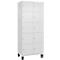 Armoire blanche avec 10 portes et pieds noirs.