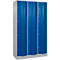 Armoire à casiers combinés Resisto de C+P, 3 compartiments, 10 casiers, L 1148 x P 540 x H 1950 mm, alu blanc/bleu gentiane