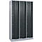 Armoire à casiers combinés Resisto de C+P, 3 compartiments, 10 casiers, L 1148 x P 540 x H 1950 mm, alu blanc/gris anthracite
