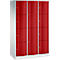 Armoire à casiers combinés Resisto de C+P, 3 compartiments, 10 casiers, L 1148 x P 540 x H 1950 mm, gris clair/rouge rubis