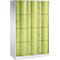 Armoire à casiers combinés Resisto de C+P, 3 compartiments, 10 casiers, L 1148 x P 540 x H 1950 mm, gris clair/vert clown
