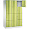 Armoire à casiers combinés Resisto de C+P, 3 compartiments, 10 casiers, L 1148 x P 540 x H 1950 mm, gris clair/vert clown