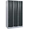 Armoire à casiers combinés Resisto de C+P, 3 compartiments, 10 casiers, L 1148 x P 640 x H 1950 mm, alu blanc/gris anthracite