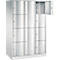 Armoire à casiers combinés Resisto de C+P, 3 compartiments, 10 casiers, L 1148 x P 640 x H 1950 mm, gris clair/bleu clair