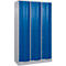 Armoire à casiers combinés Resisto de C+P, 3 compartiments, 12 casiers, L 1148 x P 540 x H 1950 mm, alu blanc/bleu gentiane