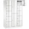Armoire à casiers combinés Resisto de C+P, 3 compartiments, 12 casiers, L 1148 x P 540 x H 1950 mm, blanc trafic