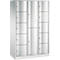 Armoire à casiers combinés Resisto de C+P, 3 compartiments, 12 casiers, L 1148 x P 540 x H 1950 mm, gris clair/vert clown