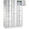 Armoire à casiers combinés Resisto de C+P, 3 compartiments, 12 casiers, L 1148 x P 540 x H 1950 mm, gris clair/vert clown