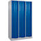 Armoire à casiers combinés Resisto de C+P, 3 compartiments, 12 casiers, L 1148 x P 640 x H 1950 mm, alu blanc/bleu gentiane