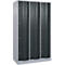 Armoire à casiers combinés Resisto de C+P, 3 compartiments, 12 casiers, L 1148 x P 640 x H 1950 mm, alu blanc/gris anthracite