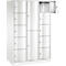 Armoire à casiers combinés Resisto de C+P, 3 compartiments, 12 casiers, L 1148 x P 640 x H 1950 mm, blanc trafic