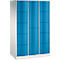 Armoire à casiers combinés Resisto de C+P, 3 compartiments, 12 casiers, L 1148 x P 640 x H 1950 mm, gris clair/bleu clair