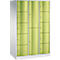 Armoire à casiers combinés Resisto de C+P, 3 compartiments, 12 casiers, L 1148 x P 640 x H 1950 mm, gris clair/vert clown
