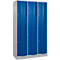 Armoire à casiers combinés Resisto de C+P, 3 compartiments, 8 casiers, L 1148 x P 540 x H 1950 mm, alu blanc/bleu gentiane