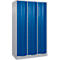 Armoire à casiers combinés Resisto de C+P, 3 compartiments, 8 casiers, L 1148 x P 640 x H 1950 mm, alu blanc/bleu gentiane