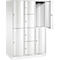 Armoire à casiers combinés Resisto de C+P, 3 compartiments, 8 casiers, L 1148 x P 640 x H 1950 mm, blanc trafic