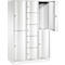 Armoire à casiers combinés Resisto de C+P, 3 compartiments, 9 casiers, L 1148 x P 540 x H 1950 mm, blanc trafic