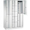 Armoire à casiers combinés Resisto de C+P, 3 compartiments, 9 casiers, L 1148 x P 540 x H 1950 mm, gris clair/vert clown