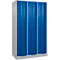 Armoire à casiers combinés Resisto de C+P, 3 compartiments, 9 casiers, L 1148 x P 640 x H 1950 mm, alu blanc/bleu gentiane