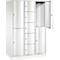 Armoire à casiers combinés Resisto de C+P, 3 compartiments, 9 casiers, L 1148 x P 640 x H 1950 mm, blanc trafic