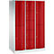 Armoire à casiers combinés Resisto de C+P, 3 compartiments, 9 casiers, L 1148 x P 640 x H 1950 mm, gris clair/rouge rubis