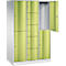 Armoire à casiers combinés Resisto de C+P, 3 compartiments, 9 casiers, L 1148 x P 640 x H 1950 mm, gris clair/vert clown