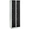 Armoire à casiers pour objets de valeur 300 mm, 2 compartiments, 10 casiers, serrure à cylindre de sécurité, sur socle, noir ébène