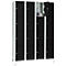 Armoire à casiers pour objets de valeur 300 mm, 4 compartiments, 16 casiers, serrure à cylindre de sécurité, pied, noir ébène