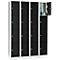 Armoire à casiers pour objets de valeur 300 mm, 4 compartiments, 16 casiers, serrure à cylindre de sécurité, sur socle, noir ébène