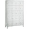 Armoire à casiers pour objets de valeur 300 mm, 4 compartiments, 20 casiers, serrure à cylindre de sécurité, pied, gris clair