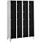 Armoire à casiers pour objets de valeur 300 mm, 4 compartiments, 20 casiers, serrure à cylindre de sécurité, pied, noir ébène