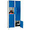 Armoire à casiers pour objets de valeur 400 mm, 2 compartiments, 8 casiers, serrure à cylindre de sécurité, pied, bleu gentiane