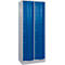Armoire à casiers Resisto de C+P, 2 compartiments, 10 casiers, L 772 x P 540 x H 1950 mm, alu blanc/bleu gentiane