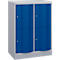 Armoire à casiers Resisto de C+P, 2 compartiments, 4 casiers, L 772 x P 540 x H 1077 mm, alu blanc/bleu gentiane
