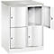 Armoire à casiers Resisto de C+P, 2 compartiments, 4 casiers, L 772 x P 540 x H 1077 mm, blanc trafic
