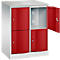 Armoire à casiers Resisto de C+P, 2 compartiments, 4 casiers, L 772 x P 540 x H 1077 mm, gris clair/rouge rubis