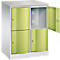 Armoire à casiers Resisto de C+P, 2 compartiments, 4 casiers, L 772 x P 540 x H 1077 mm, gris clair/vert clown